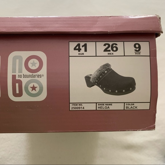 No Boundaries Cute Fuzzy Clogs! Black w/ Gray fur! 9 - Picture 11 of 13